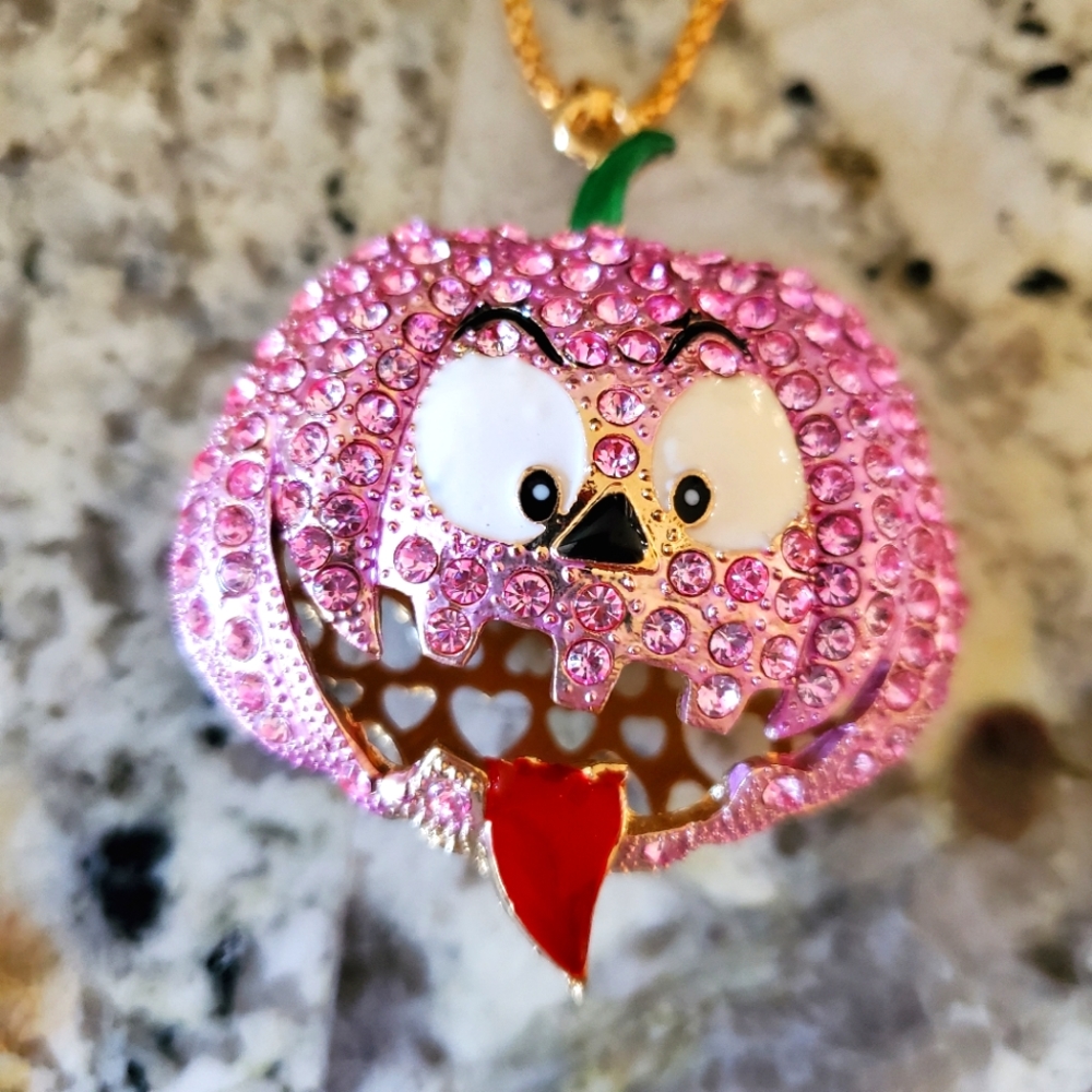 Betsey Johnson puffed jack-o-lantern necklace